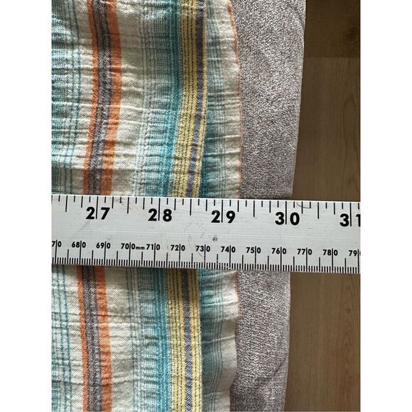 Ruff Hewn Shirt Mens XL Turquoise Tan Striped Hawaiian Button Up SS Beach - Picture 11 of 12